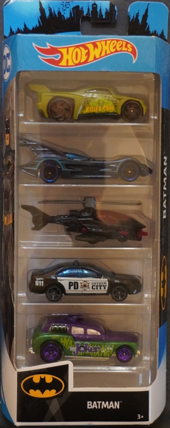 5 véhicules hot wheels sur le thème de batman